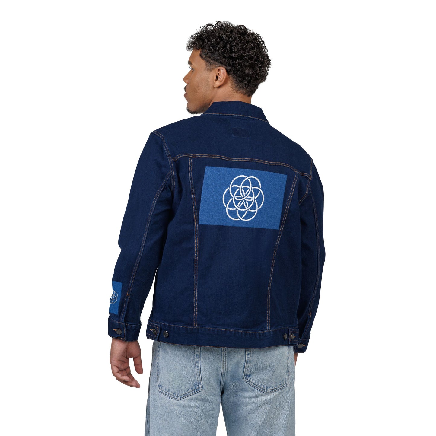 Earth Flag on Trendy Denim Jacket, Flag with Meaning. Any Season, Any Occasion Gift for Her or Him or They, Festival Ready, Trendy Outerwear
