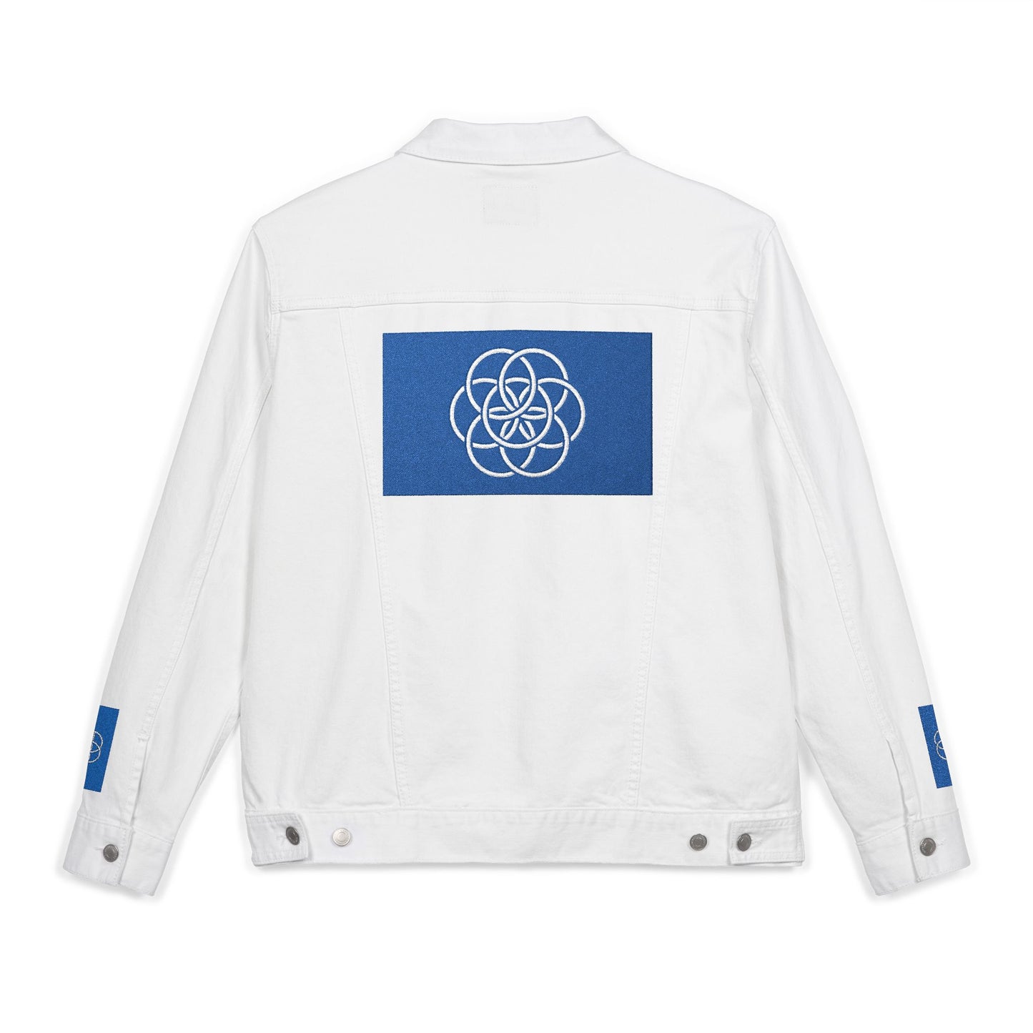 Earth Flag on Trendy Denim Jacket, Flag with Meaning. Any Season, Any Occasion Gift for Her or Him or They, Festival Ready, Trendy Outerwear